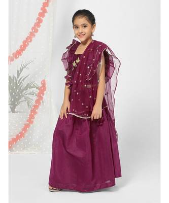 Fuchsia Embroidered Lehenga Choli for Girls 2
