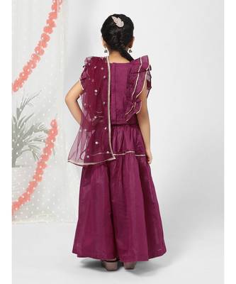 Fuchsia Embroidered Lehenga Choli for Girls 4