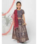 Banarsi Style Burgundy Lehenga Choli for Girls
