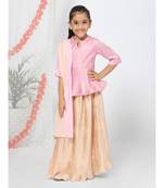 Peplum style Ruffled Pink Lehenga Choli set for Girls