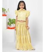 Yellow Ruffled Top Lehenga Choli Set Girls