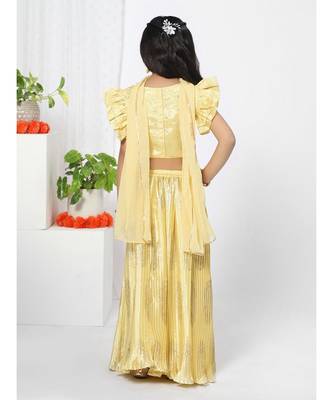 Yellow Ruffled Top Lehenga Choli Set Girls 4