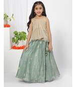 Ruffled Organza Beige top Lehenga Choli for Girls