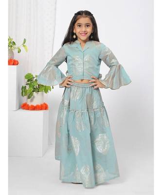 Flared Hem Blue Lehenga Choli for Girls 1