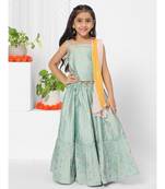 Frilled Hem Green Lehenga Choli for Girls