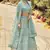 Enchanting Turquoise zarkan, gota, zari, and resham embroidered organza semi stitched wedding lehenga