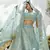 Enchanting Turquoise zarkan, gota, zari, and resham embroidered organza semi stitched wedding lehenga