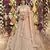 Fetching Almond Peach swarovski, zarkan, zari, and resham embroidered crepe semi stitched wedding lehenga