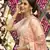 Fetching Almond Peach swarovski, zarkan, zari, and resham embroidered crepe semi stitched wedding lehenga