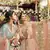 Fetching Almond Peach swarovski, zarkan, zari, and resham embroidered crepe semi stitched wedding lehenga