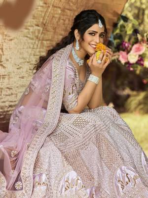Glamorous Pink zarkan, zari, and dori embroidered velvet Semi Stitched wedding Lehenga 2