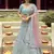 Graceful Turquoise zarkan, gota, and dori embroidered organza semi stitched wedding lehenga