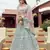 Graceful Turquoise zarkan, gota, and dori embroidered organza semi stitched wedding lehenga