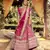 Colorful Pink beads, zari, and resham embroidered raw silk semi stitched wedding lehenga