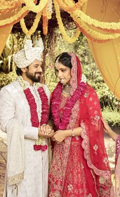 Comely Red dori, zarkan, and resham embroidered raw Silk Semi Stitched wedding Lehenga 3
