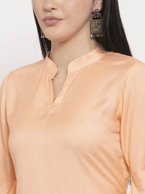 Peach printed viscose rayon ethnic-kurtis 2