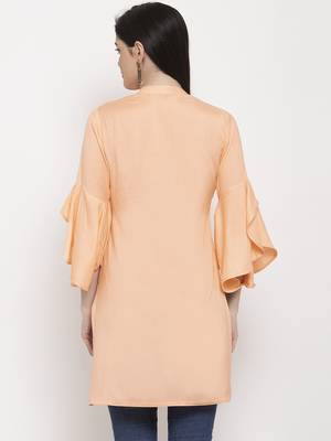 Peach printed viscose rayon ethnic-kurtis 4