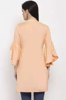 Peach printed viscose rayon ethnic-kurtis