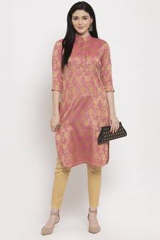 Pink printed cotton ethnic-kurtis