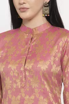 Pink printed cotton ethnic-kurtis