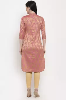 Pink printed cotton ethnic-kurtis