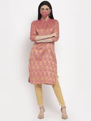 Pink printed cotton ethnic-kurtis 5