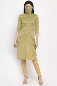 Green printed cotton ethnic-kurtis