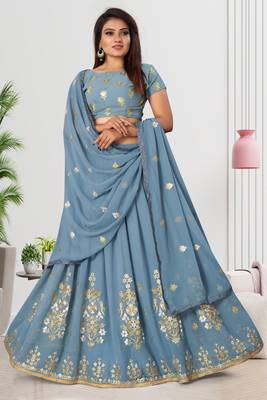 Bollywood Georgette Grey Embroidery And Zari Lehenga Choli 2