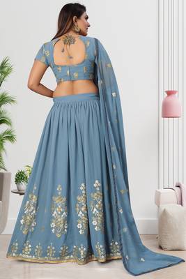Bollywood Georgette Grey Embroidery And Zari Lehenga Choli 4