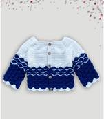 dual colour hand knit front open sweater