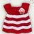 Flower applique dual colour woolen frock- red & White