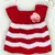 Flower applique dual colour woolen frock- red & White
