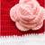 Flower applique dual colour woolen frock- red & White