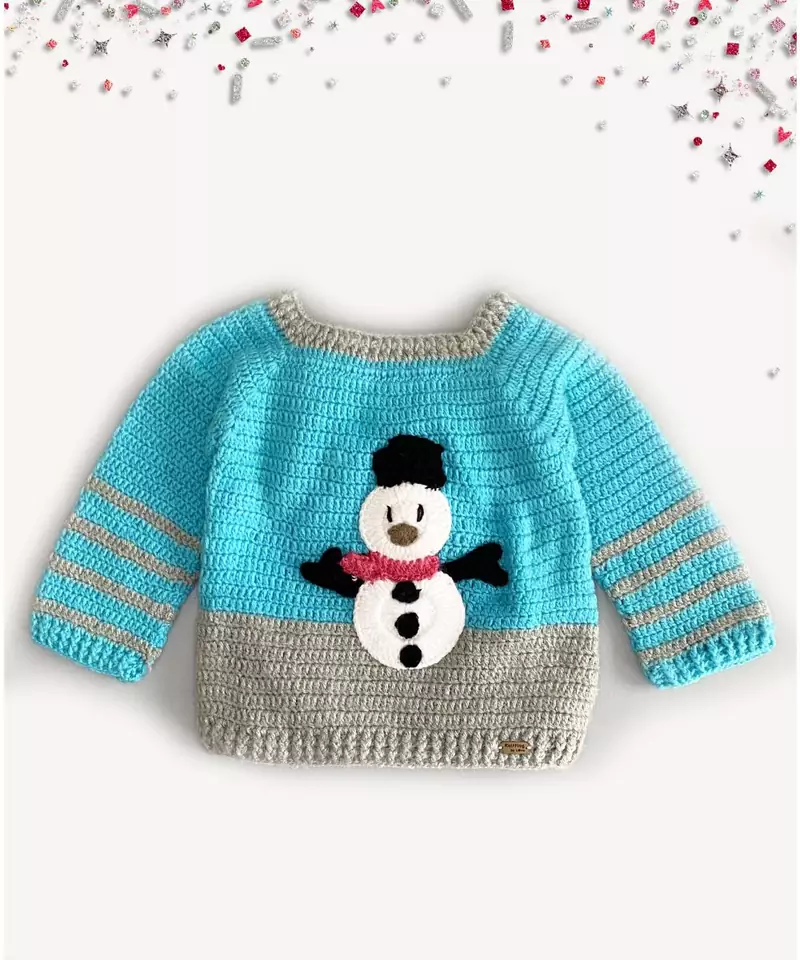 snow man applique full sleeves sweater