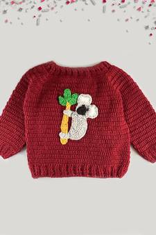 Panda applique full sleeves sweater