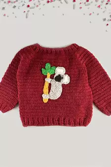 Panda applique full sleeves sweater