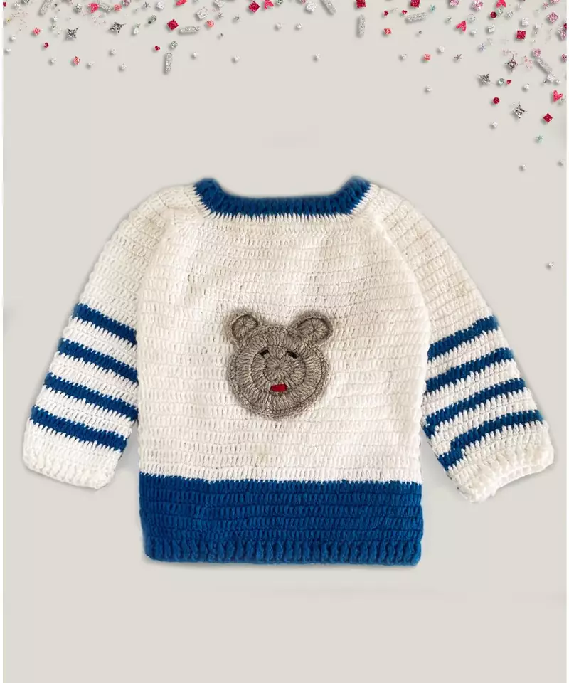 Teddy applique full sleeves sweater