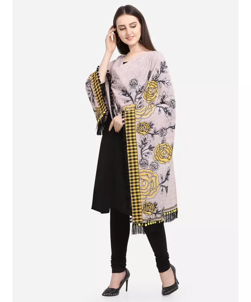Chex Panel Rose Embroidered Festive Dupatta