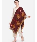 Wine Flower Bunch Embroidered Festive Dupatta