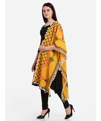 Mustard Temple Embroidered Linen Festive Dupatta 2