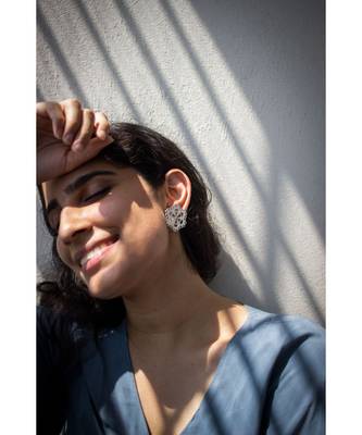 Mitali Jain Mumtaz Silver Indian Jaal Studs 3