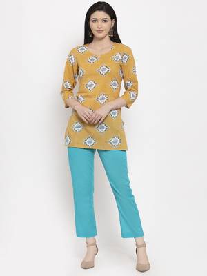 Yellow floral print cotton salwar 1