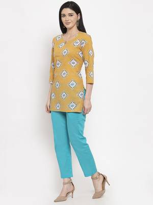 Yellow floral print cotton salwar 2
