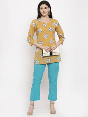 Yellow floral print cotton salwar 4