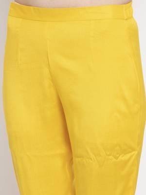 Yellow floral print viscose rayon salwar 2