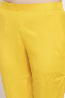Yellow floral print viscose rayon salwar