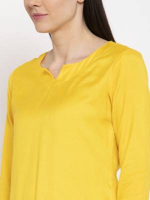 Yellow floral print viscose rayon salwar 3