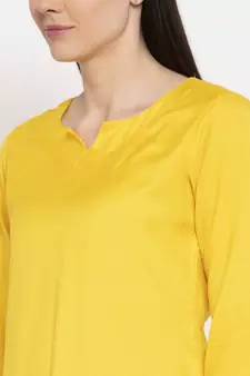 Yellow floral print viscose rayon salwar