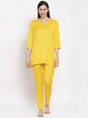 Yellow floral print viscose rayon salwar 1