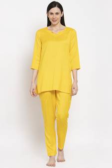 Yellow floral print viscose rayon salwar